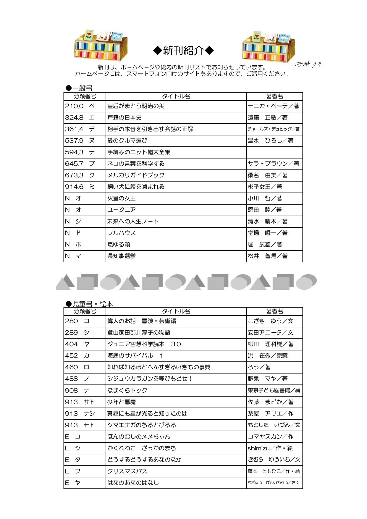 としょかんだより12月号（第365号）裏