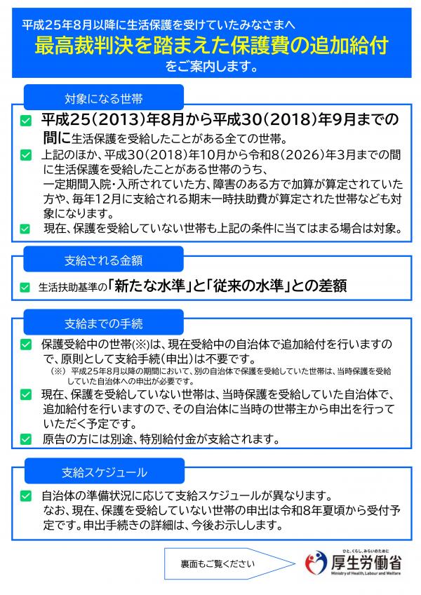 生活保護費の追加給付1